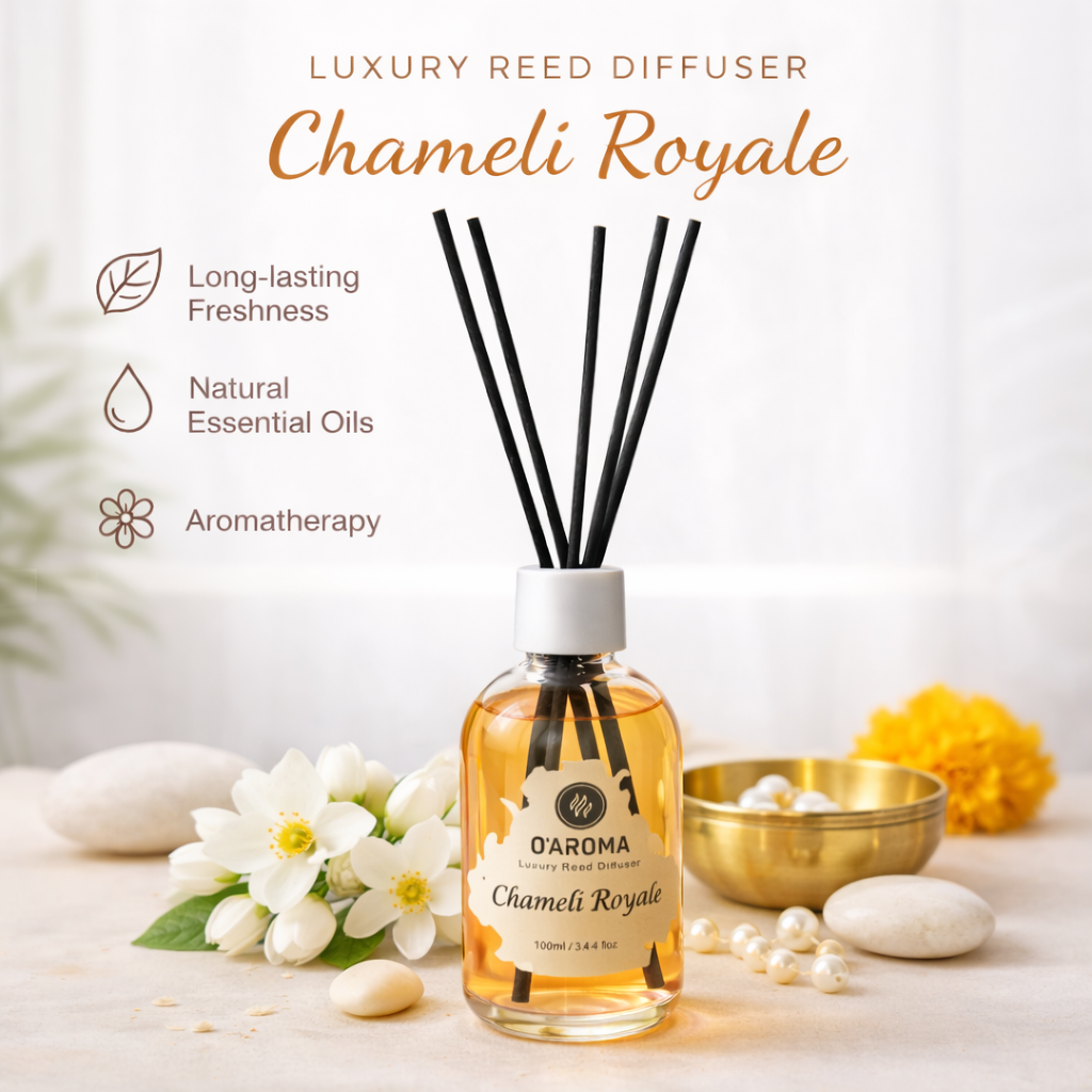 Chameli Royale Reed Diffuser – Jasmine Luxury Home Fragrance with Natural Essential Oils (100ml)