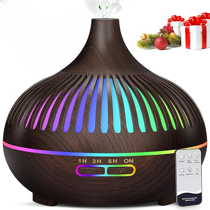 550ml Aroma Humidifier Diffuser for Large Room with Remote Control | Includes 5 Organic Essential Oils