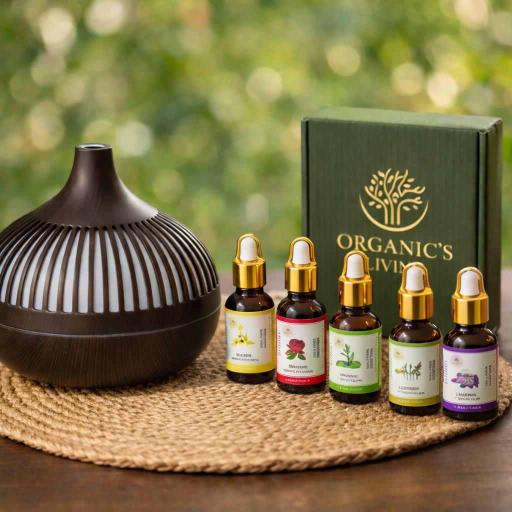 550ml Aroma Humidifier Diffuser for Large Room with Remote Control | Includes 5 Organic Essential Oils