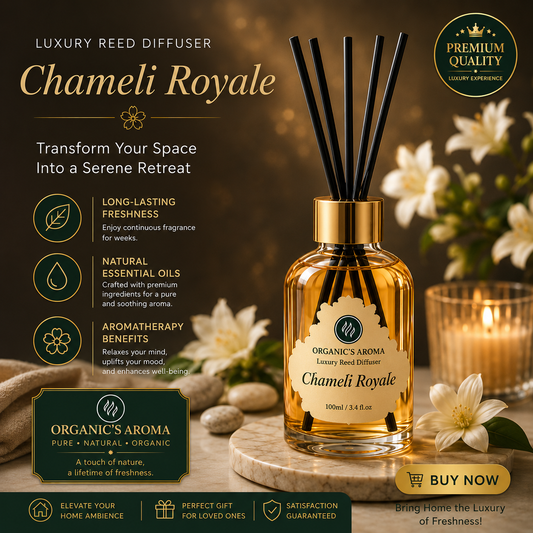 Chameli Royale Reed Diffuser – Jasmine Luxury Home Fragrance with Natural Essential Oils (100ml)