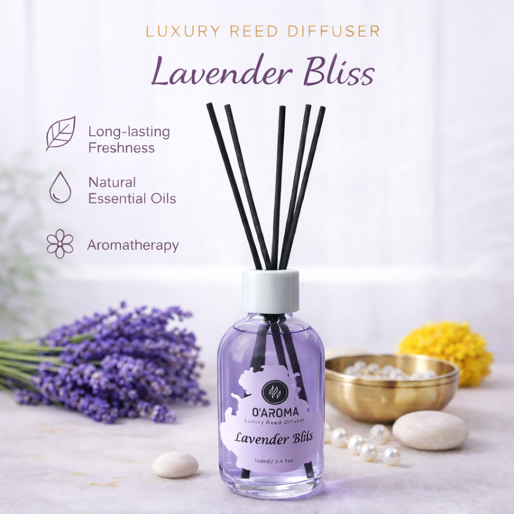 Lavender Bliss Reed Diffuser – Long Lasting Luxury Home Fragrance with Natural Essential Oils (100ml)