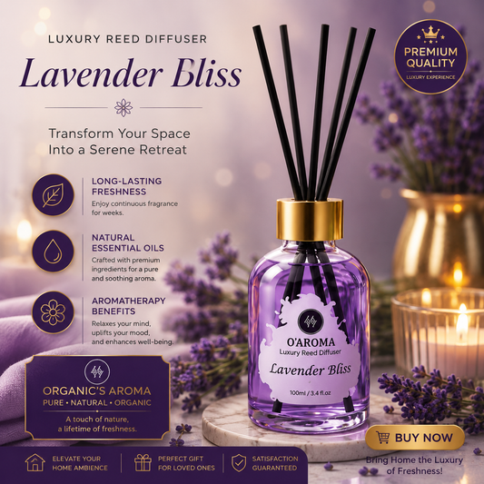 Luxury Reed Diffuser Collection – Lavender, Jasmine, Lily & Gardenia Home Fragrance with Natural Essential Oils (100ml)