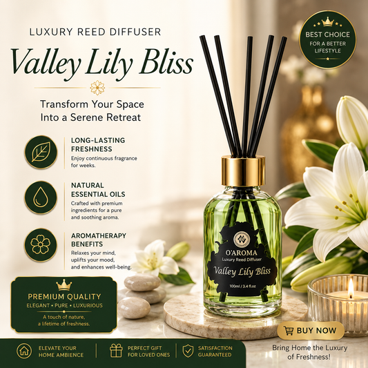 Valley Lily Bliss Reed Diffuser – Lily of the Valley Luxury Home Fragrance with Natural Essential Oils (100ml)